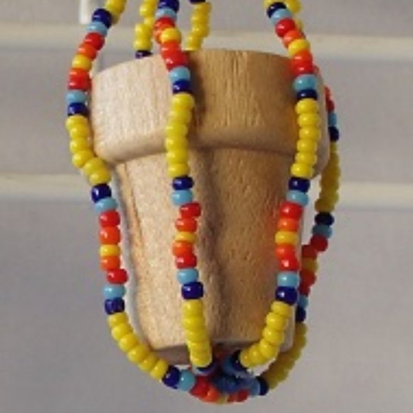 Doll House Miniature Unfinished Colorful Seed Bead Plant Hanger + Wood Pot DIY - Picture 10 of 12